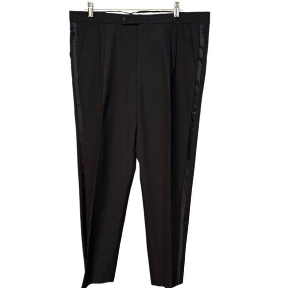 Barry Manufacturing Wool Tuxedo Jacket 42R Pants 39 Black Satin Trim Occasion Fo - Picture 2 of 9